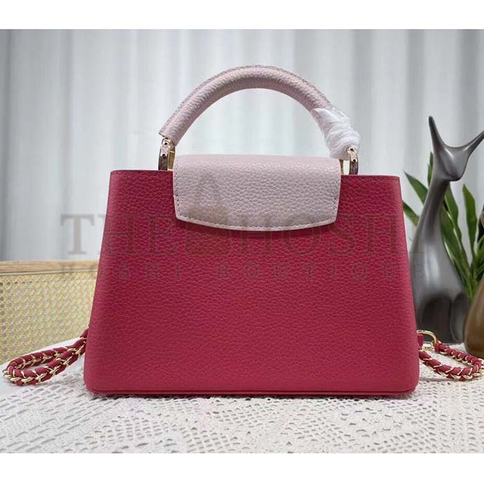 L0vis Vvtt0n LV Women Capucines BB Handbag Magenta Jasmine Pink Taurillon Cowhide Leather Master Quality