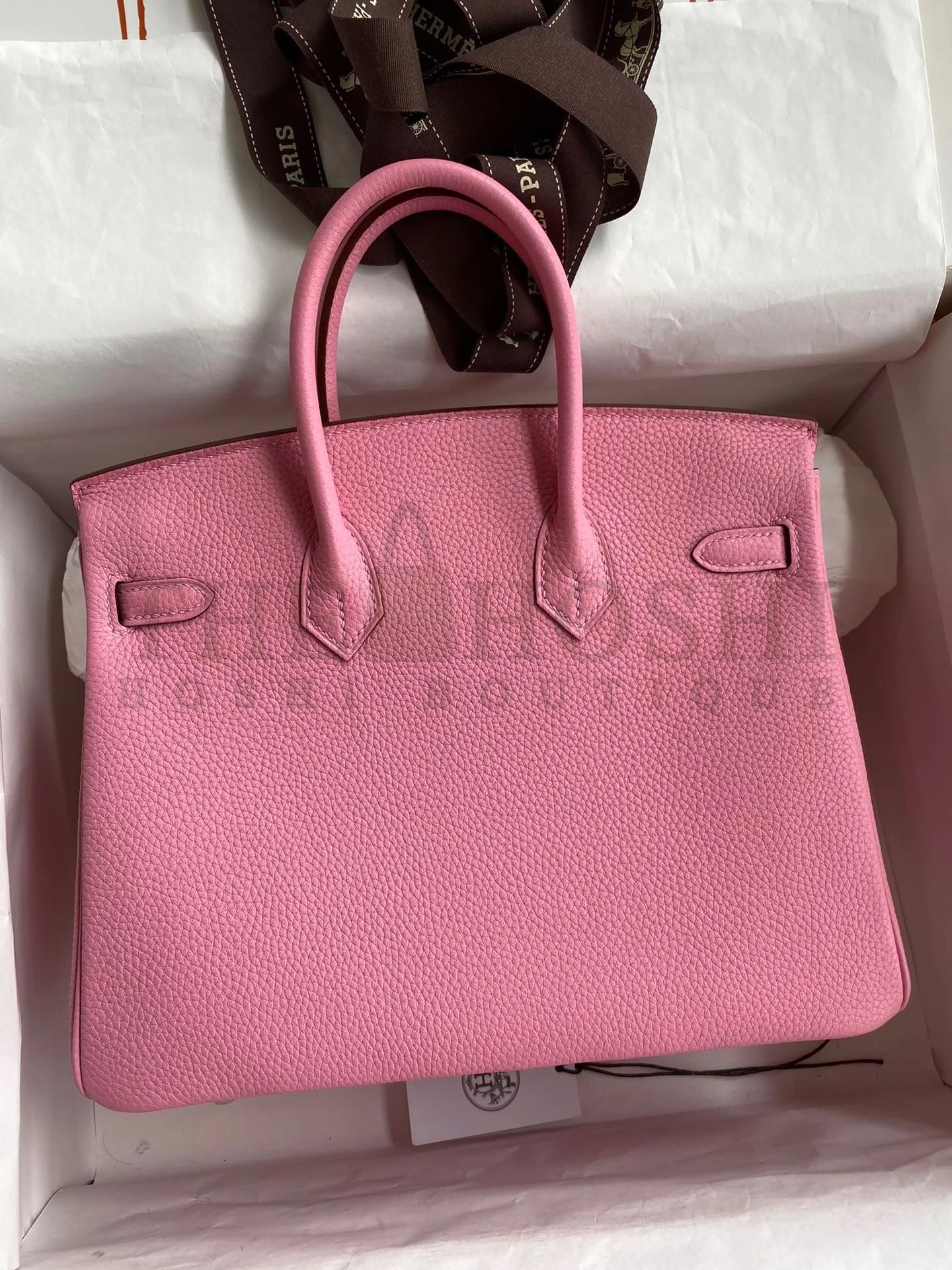 H**me5 Birkin 25 Retourne Handmade Bag In Pink Clemence Leather Master Quality