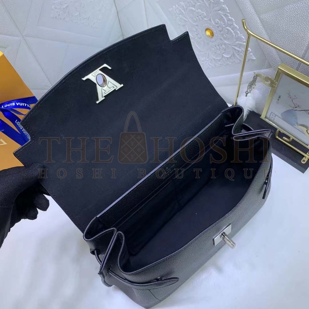 L0vis Vvtt0n LV Women Lockme Ever MM Handbag Black Soft Grained Calfskin Master Quality