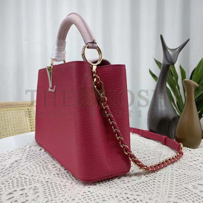 L0vis Vvtt0n LV Women Capucines BB Handbag Magenta Jasmine Pink Taurillon Cowhide Leather Master Quality
