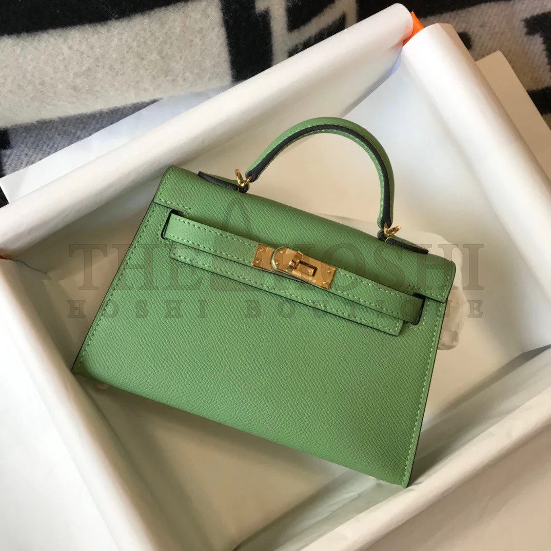 H**me5 Kelly Mini II Sellier Bag In Vert Criquet Epsom Leather GHW Master Quality
