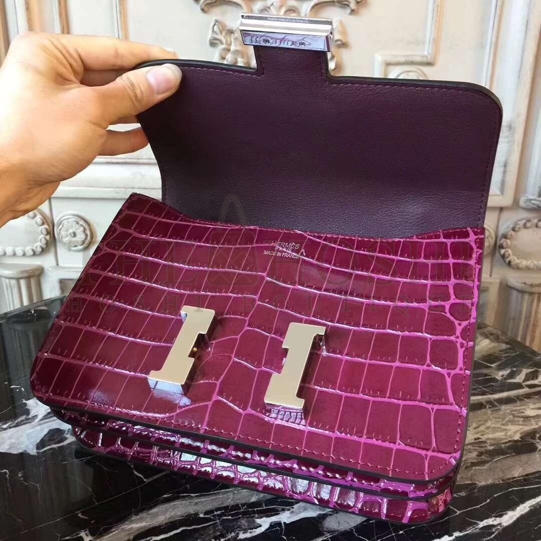 H**me5 Fuchsia Constance MM 24cm Crocodile Bag Master Quality