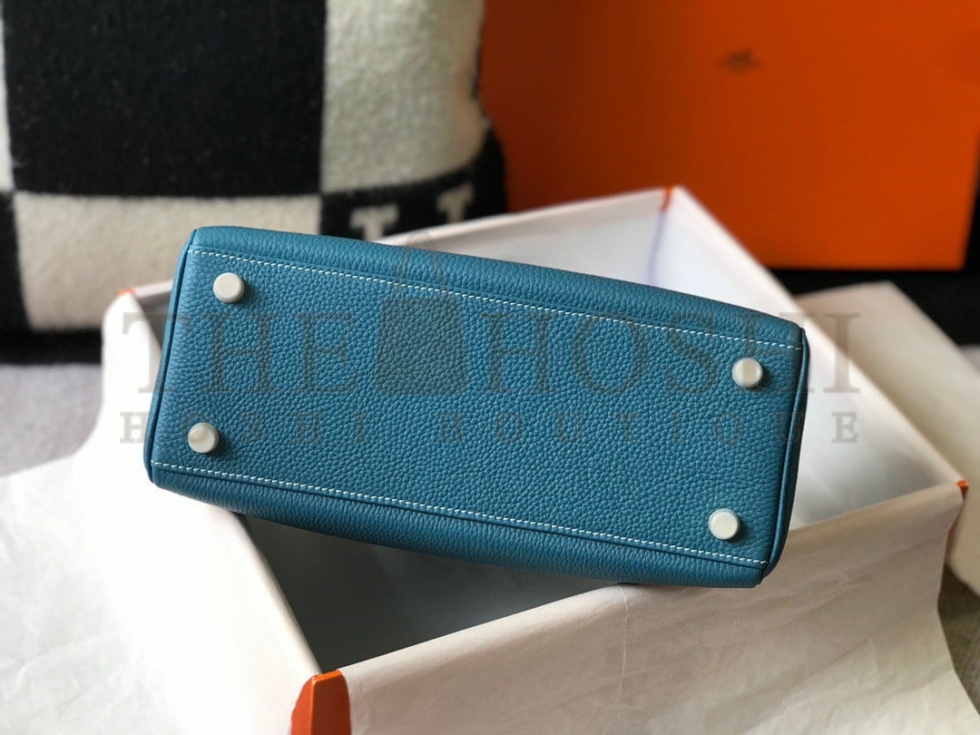 H**me5 Kelly 25cm Retourne Bag in Blue Jean Clemence Leather PHW Master Quality