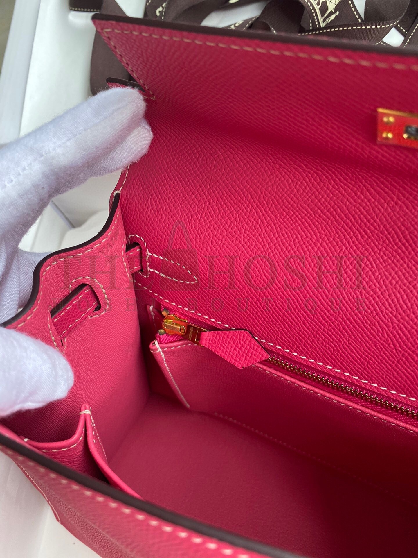 H**me5 Kelly Sellier 25 Handmade Bag In Peach Epsom Calfskin Master Quality