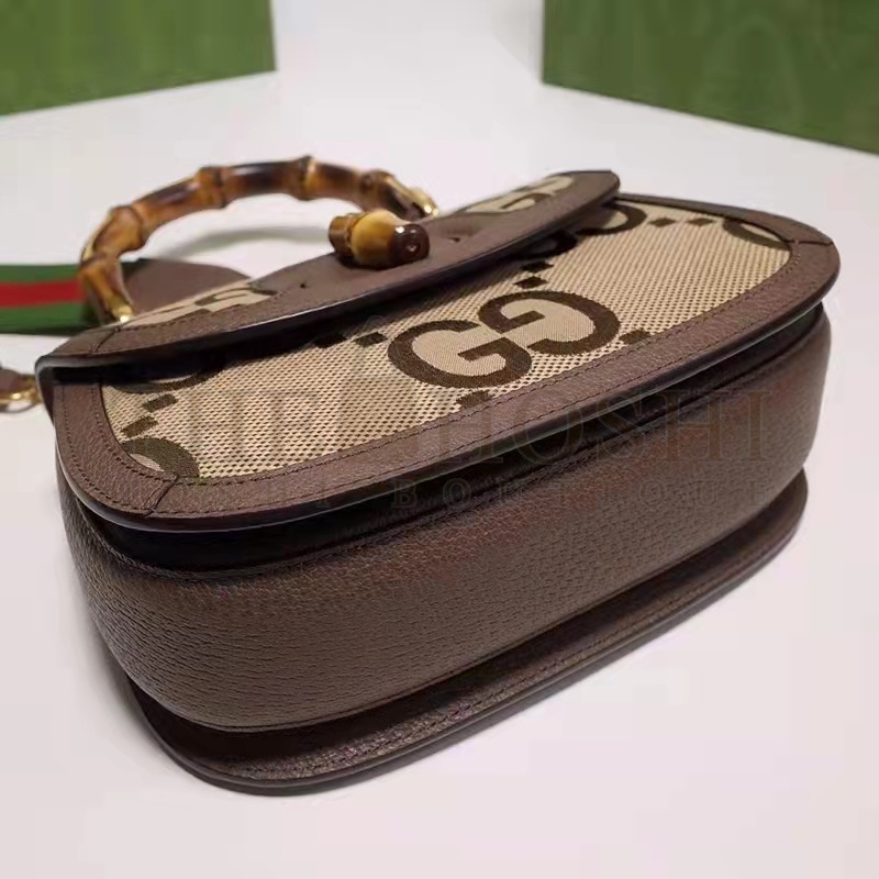 Gvc*1 Women Bamboo 1947 Jumbo GG Mini Bag Brown Camel Ebony Canvas Master Quality
