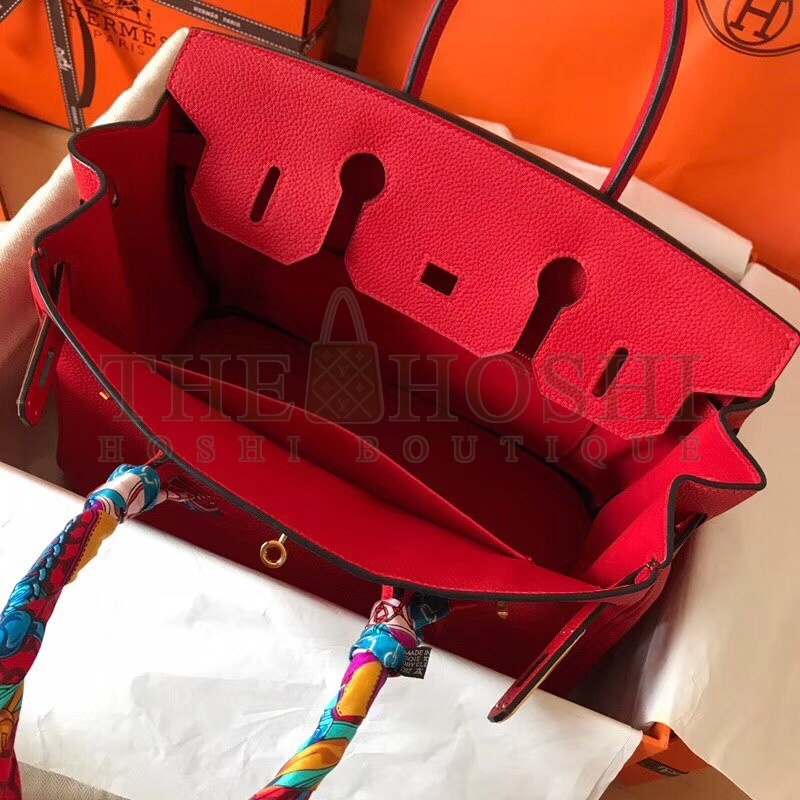 H**me5 Red Birkin 30cm Clemence Handmade Bag Master Quality