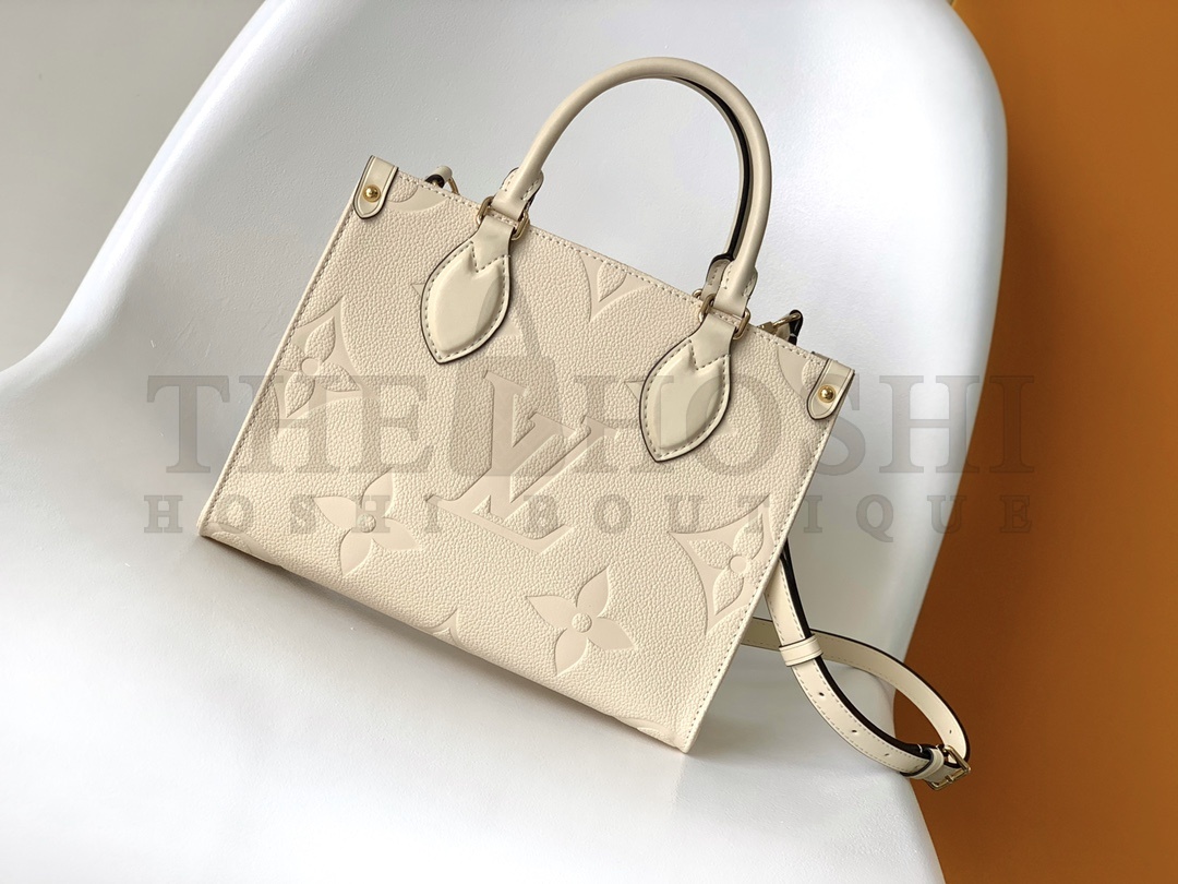 L0vis Vvtt0n LV Women Onthego PM Tote Crème Beige Embossed Grained Cowhide Leather M46569 Master Quality