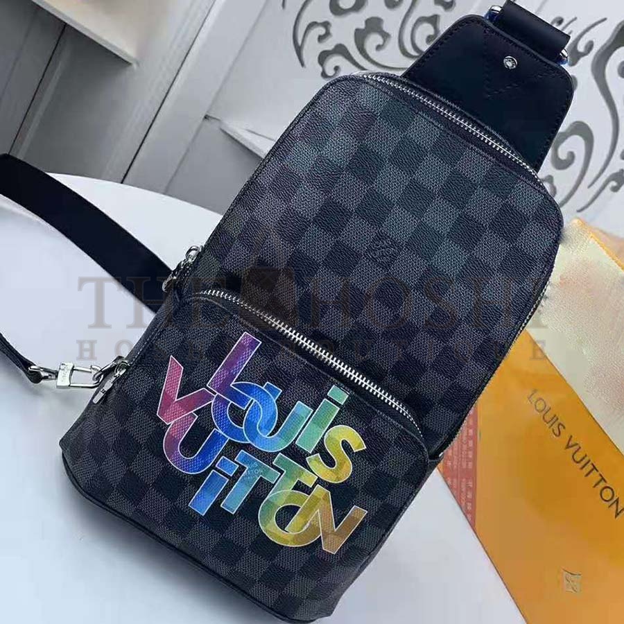 L0vis Vvtt0n LV Men Avenue Sling Bag in Damier Graphite Canvas-Grey Master Quality