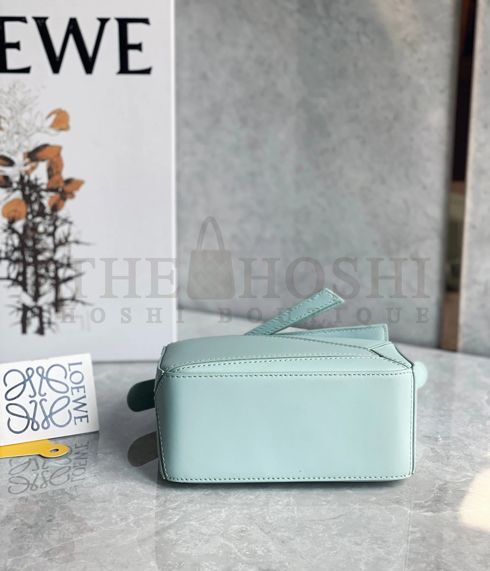 L0ew* Puzzle Mini Bag In Aquamarine Satin Calfskin Master Quality