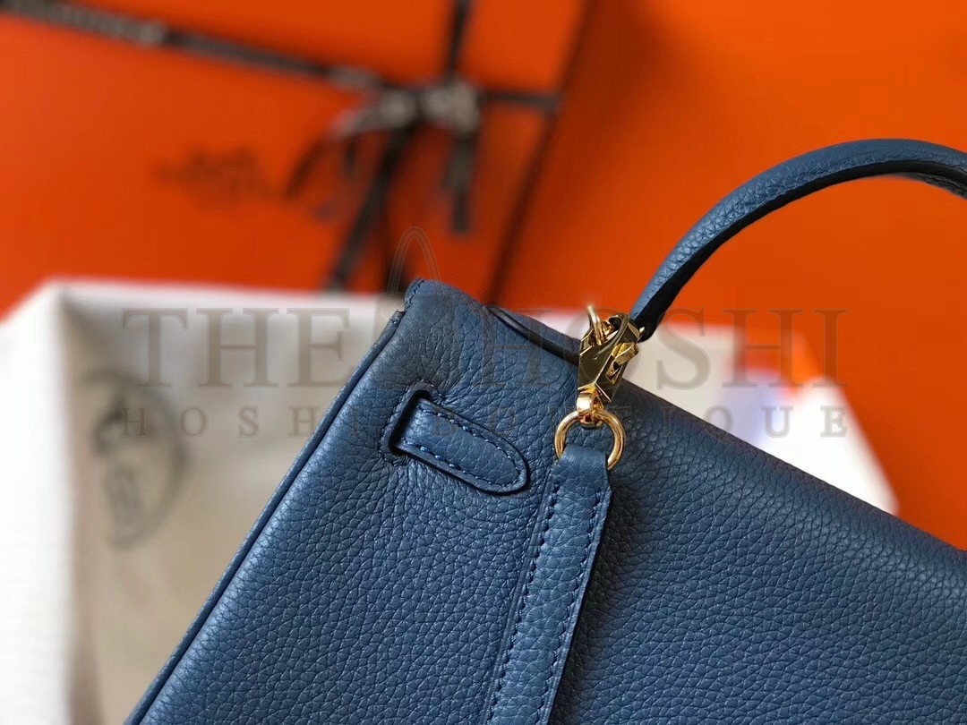 H**me5 Kelly 25cm Retourne Bag In Agate Blue Clemence Leather Master Quality