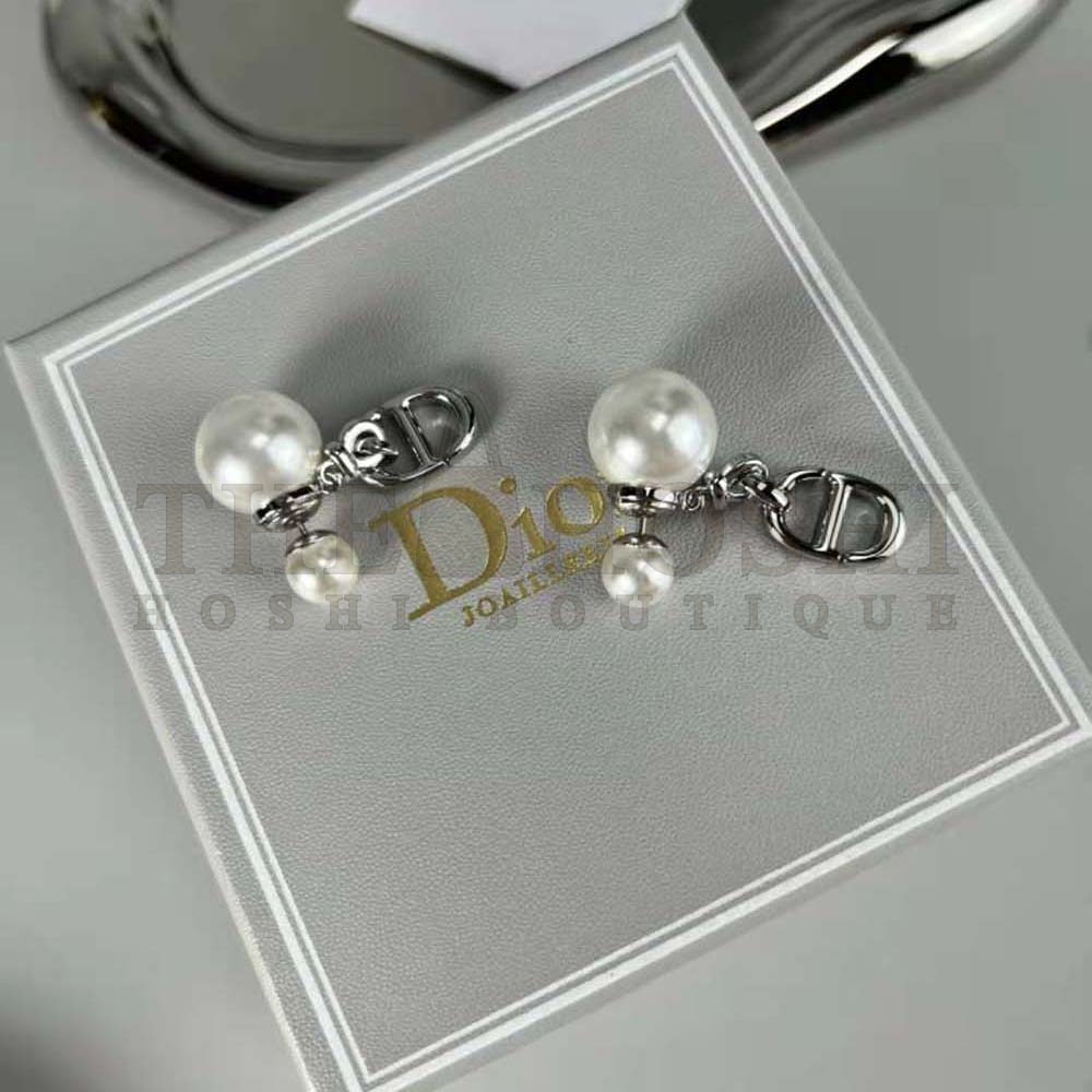 D10r Women Tribales Earrings Silver-Finish Metal with White Resin Pearls Master Quality