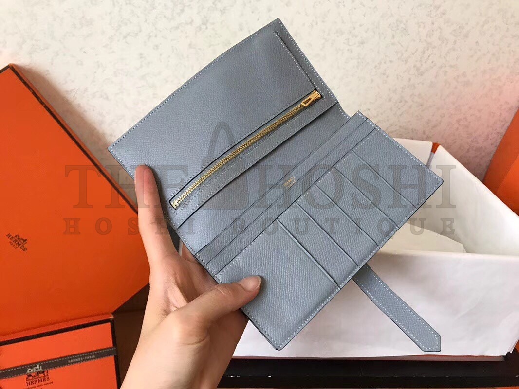 H**me5 Blue Lin Epsom Bearn Gusset Wallet Master Quality