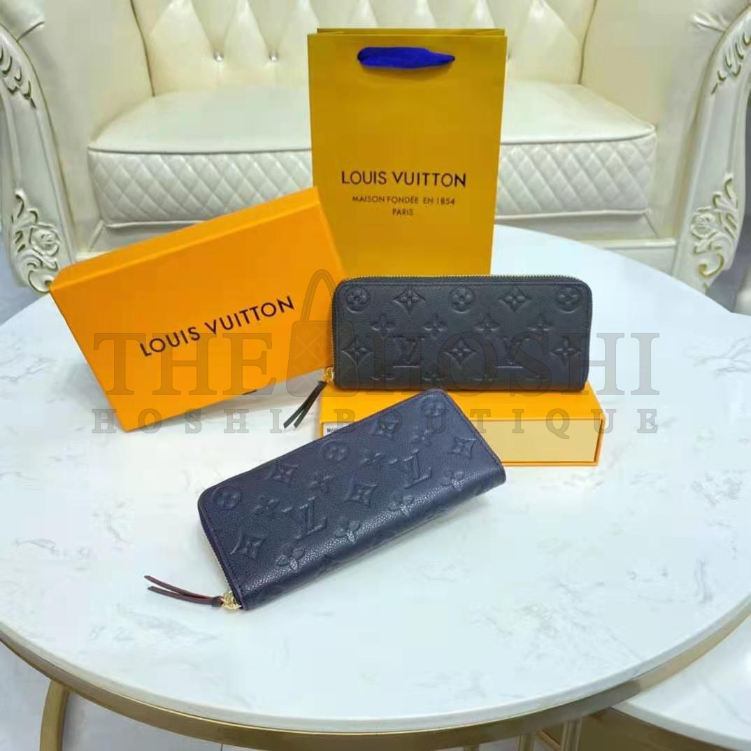 L0vis Vvtt0n LV Unisex Clémence Wallet Black Monogram Empreinte Embossed S*pple Grained Cowhide Master Quality