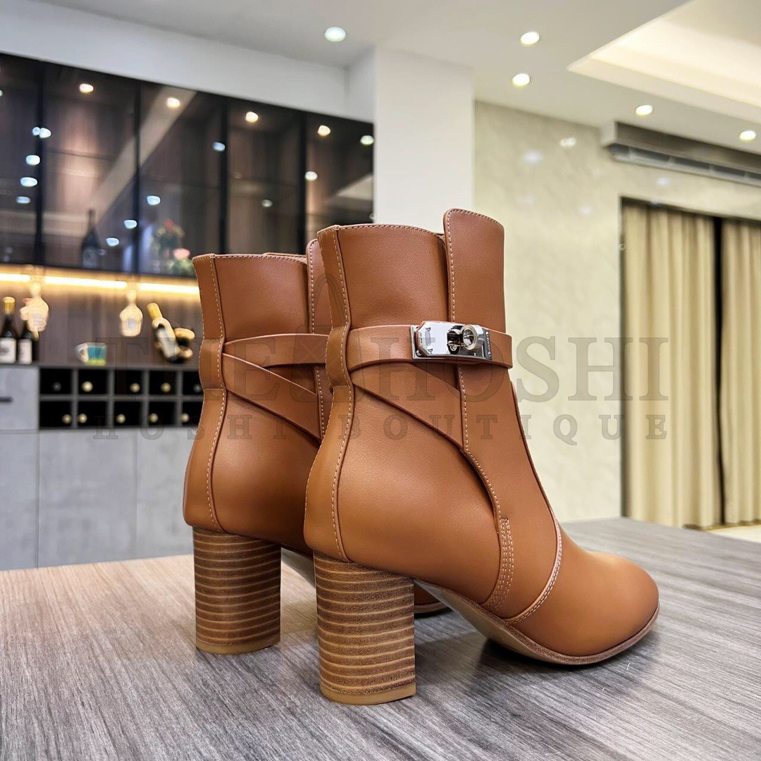 H**me5 Frenchie 50mm Ankle Boots In Brown Calfskin Master Quality
