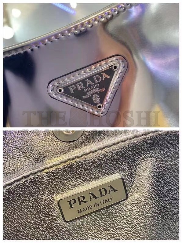 Pra*a Cleo Small Shoulder Bag In Silver Brushed Leather Master Quality