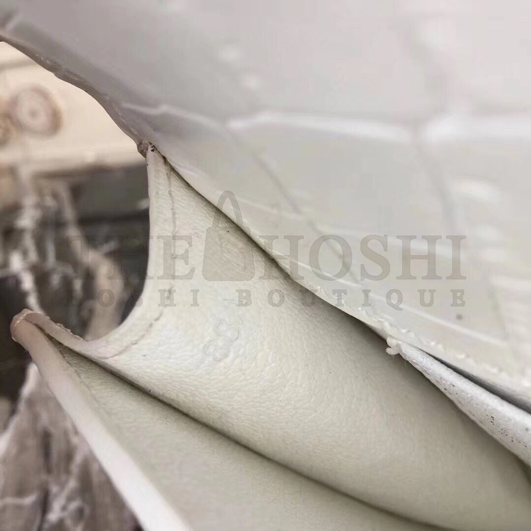 H**me5 Medor Clutch Bag In White Crocodile Leather Master Quality