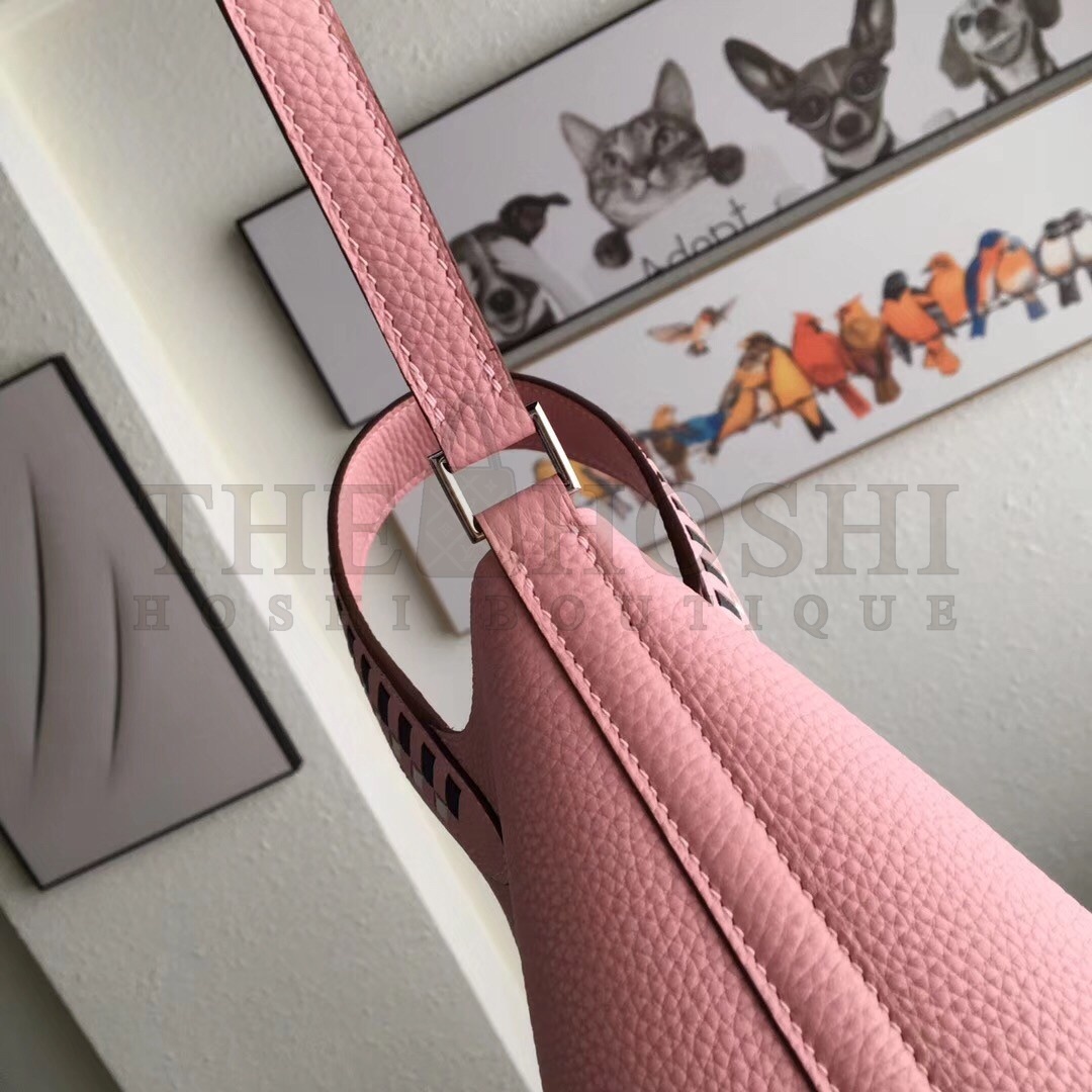H**me5 Pink Picotin Lock 18cm Bag With Braided Handles Master Quality