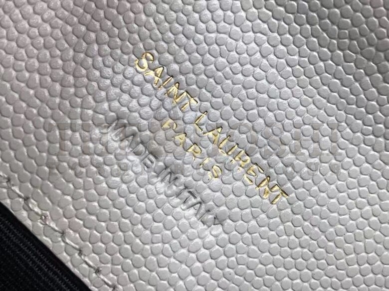 Sa1nt Lau*nt Monogram Clutch In White Grained Leather Master Quality