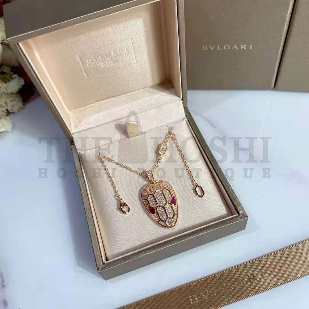 Bv1g*ai Women Serpenti Necklace in 18 KT Rose Gold Master Quality