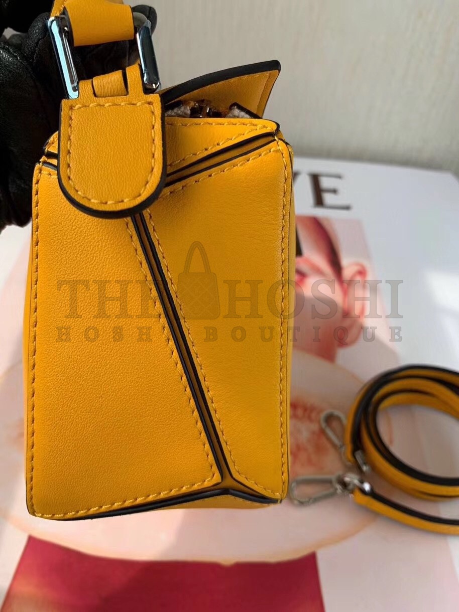 L0ew* Mini Puzzle Bag In Yellow Calfskin Leather Master Quality