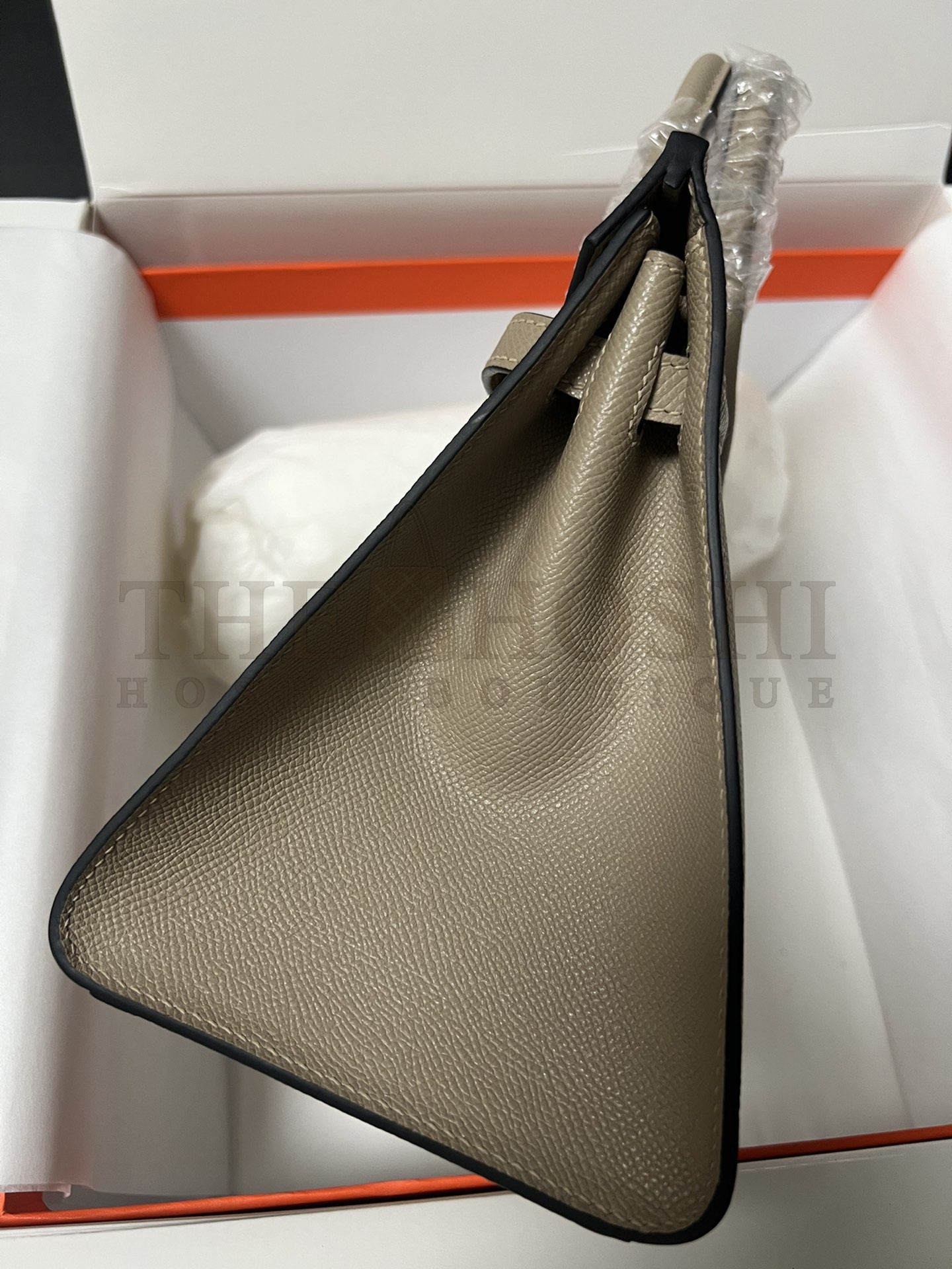 H**me5 Birkin 25 Retourne Handmade Bag In Taupe Epsom Calfskin Master Quality