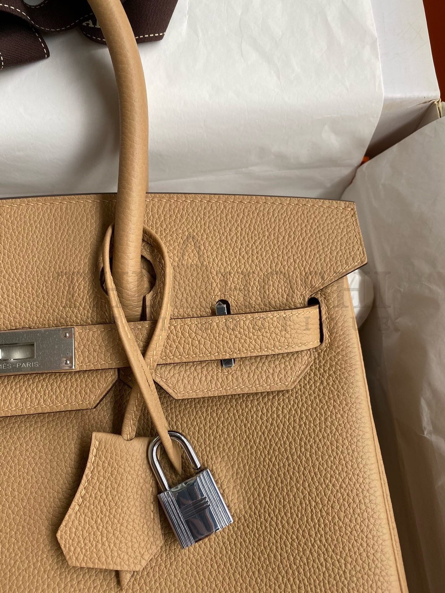 H**me5 Birkin 30 Retourne Handmade Bag In Chai Clemence Leather Master Quality