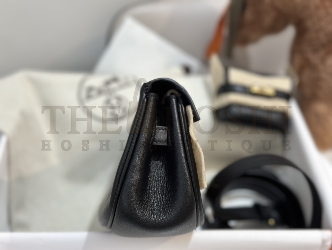 H**me5 Kelly Moove 18 Bag Black Gold Buckle Leather Detachable Strap Master Quality