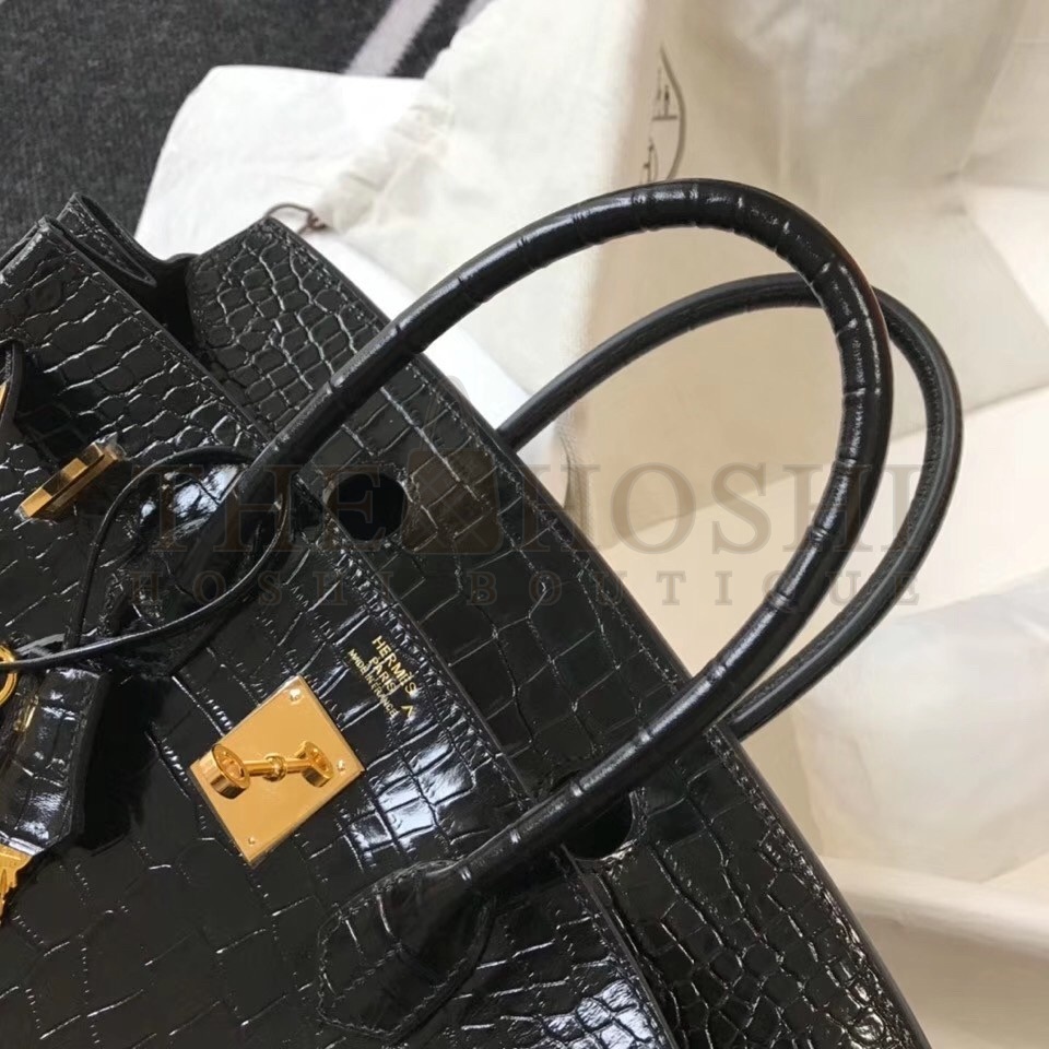 H**me5 Birkin 30cm Bag In Black Embossed Crocodile Leather Master Quality