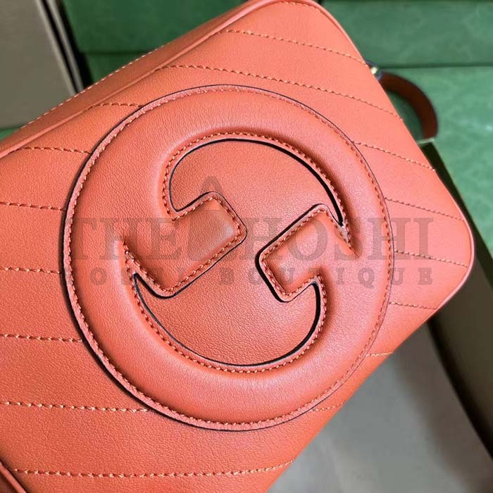 Gvc*1 Women GG Blondie Small Shoulder Bag Orange Leather Round Interlocking G Master Quality