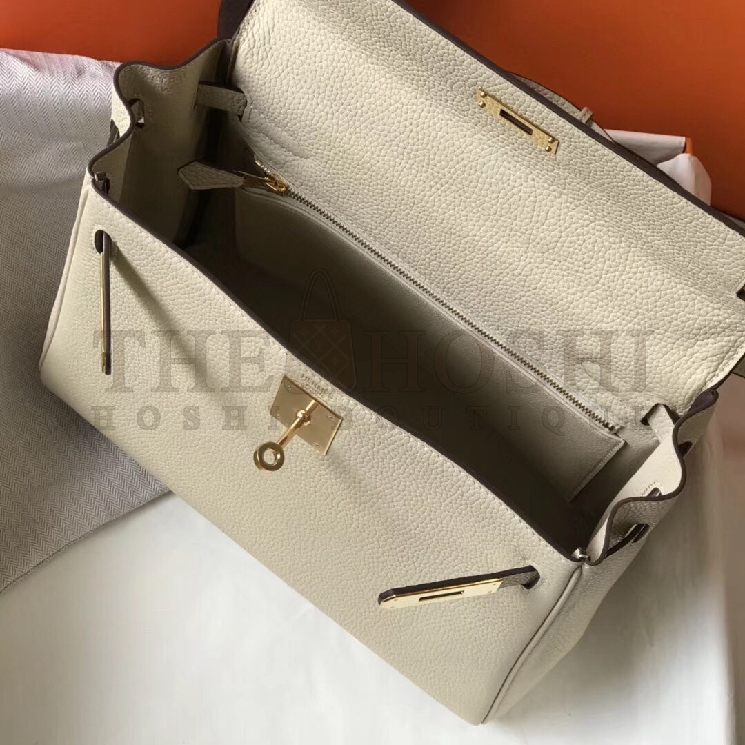 H**me5 Kelly 28cm Retourne Bag In Beton Clemence Leather Master Quality