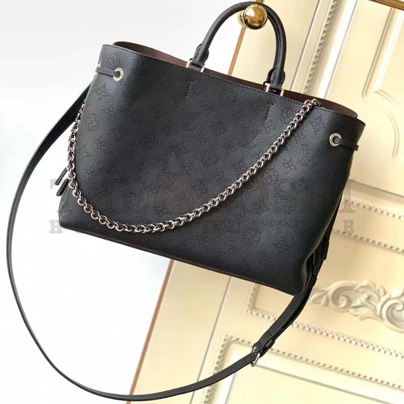 L0vis Vvtt0n LV Women Bella Tote Black Mahina Perforated Calfskin Master Quality