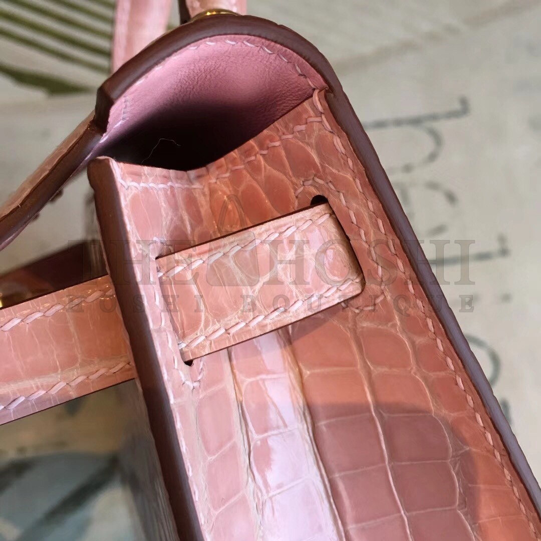 H**me5 Nude Alligator Kelly Mini II Handmade Bag Master Quality