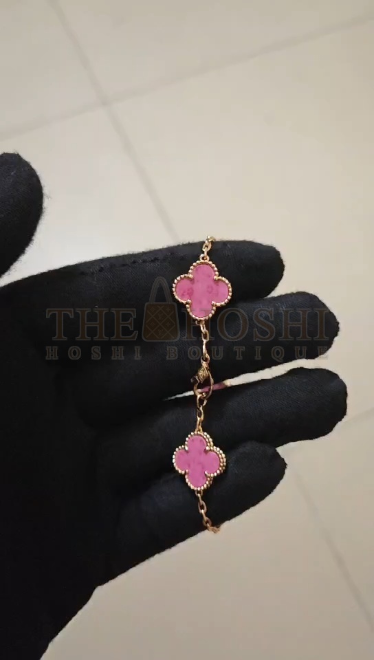 V*n Cl**f Bracelet Dupe, Pink Clover Bracelet Master Quality