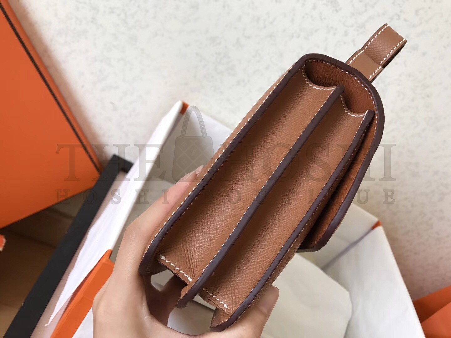 H**me5 Epsom Constance 24cm Brown Handmade Bag Master Quality