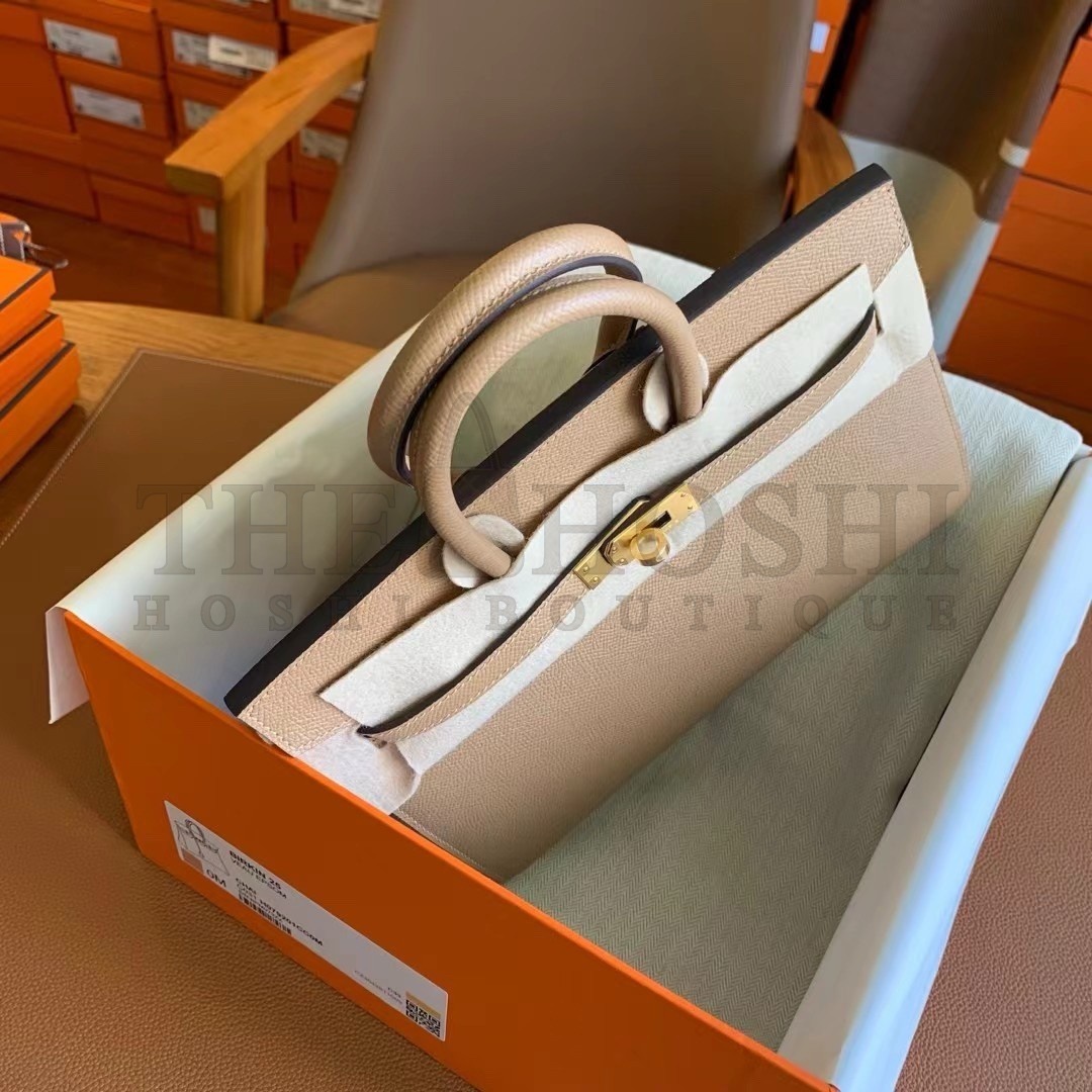 H**me5 Birkin 25 Sellier Handmade Bag In Chai Epsom Calfskin Master Quality