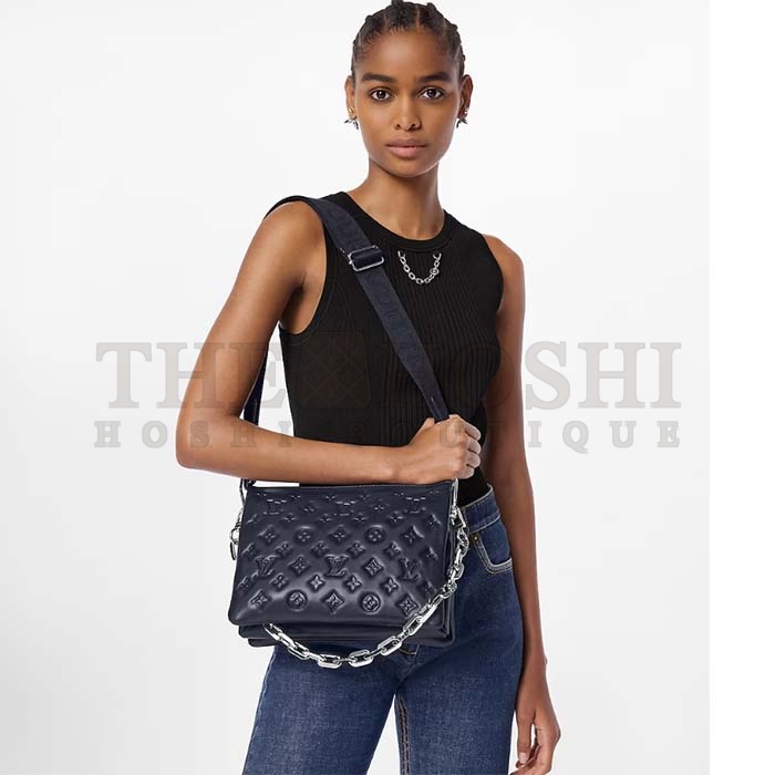 L0vis Vvtt0n LV Women Coussin PM Handbag Marine Blue Monogram Embossed Puffy Lambskin Calfskin Leather Master Quality