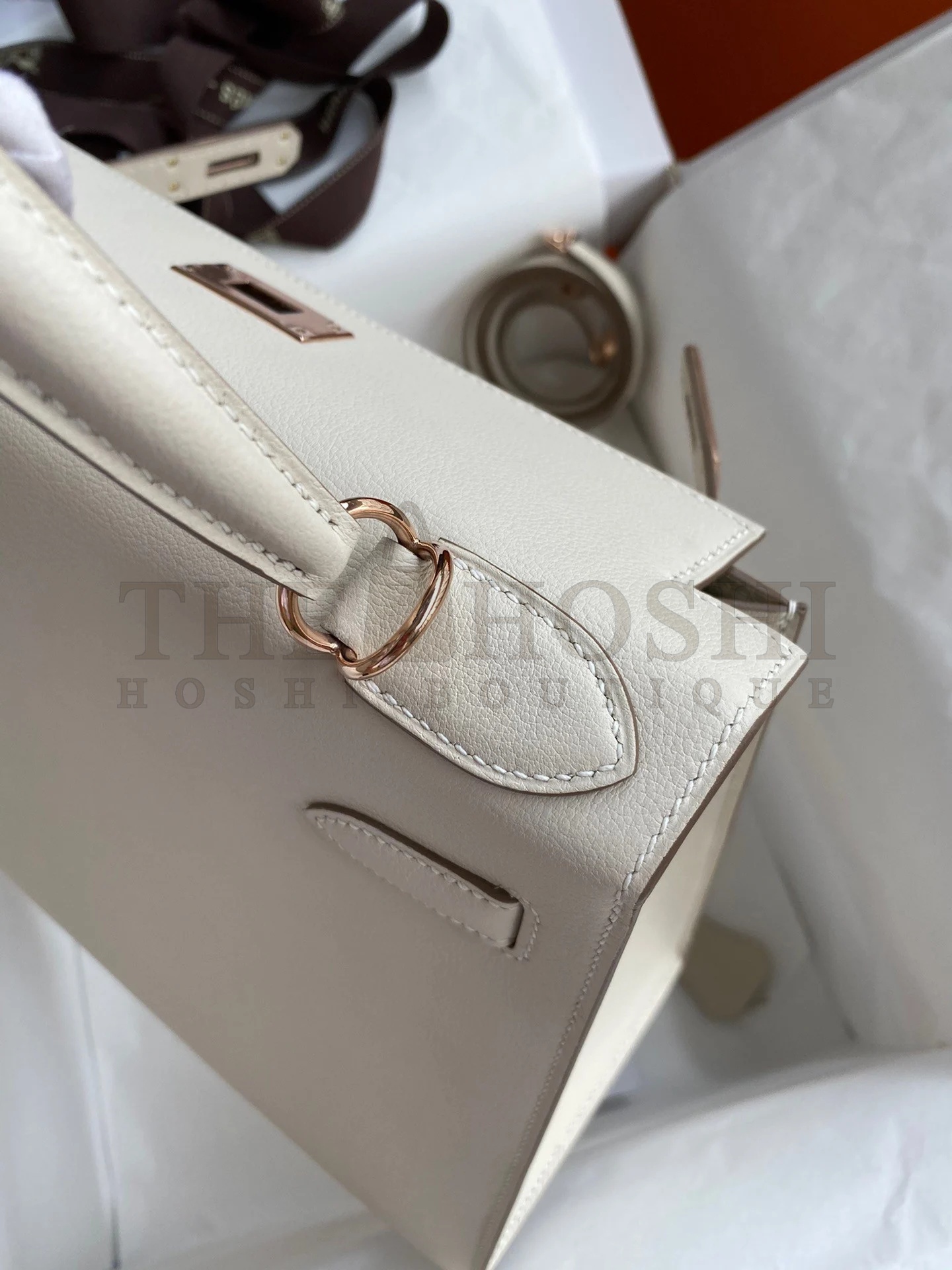 H**me5 Kelly Sellier 28 Handmade Bag In Craie Evercolor Calfskin Master Quality