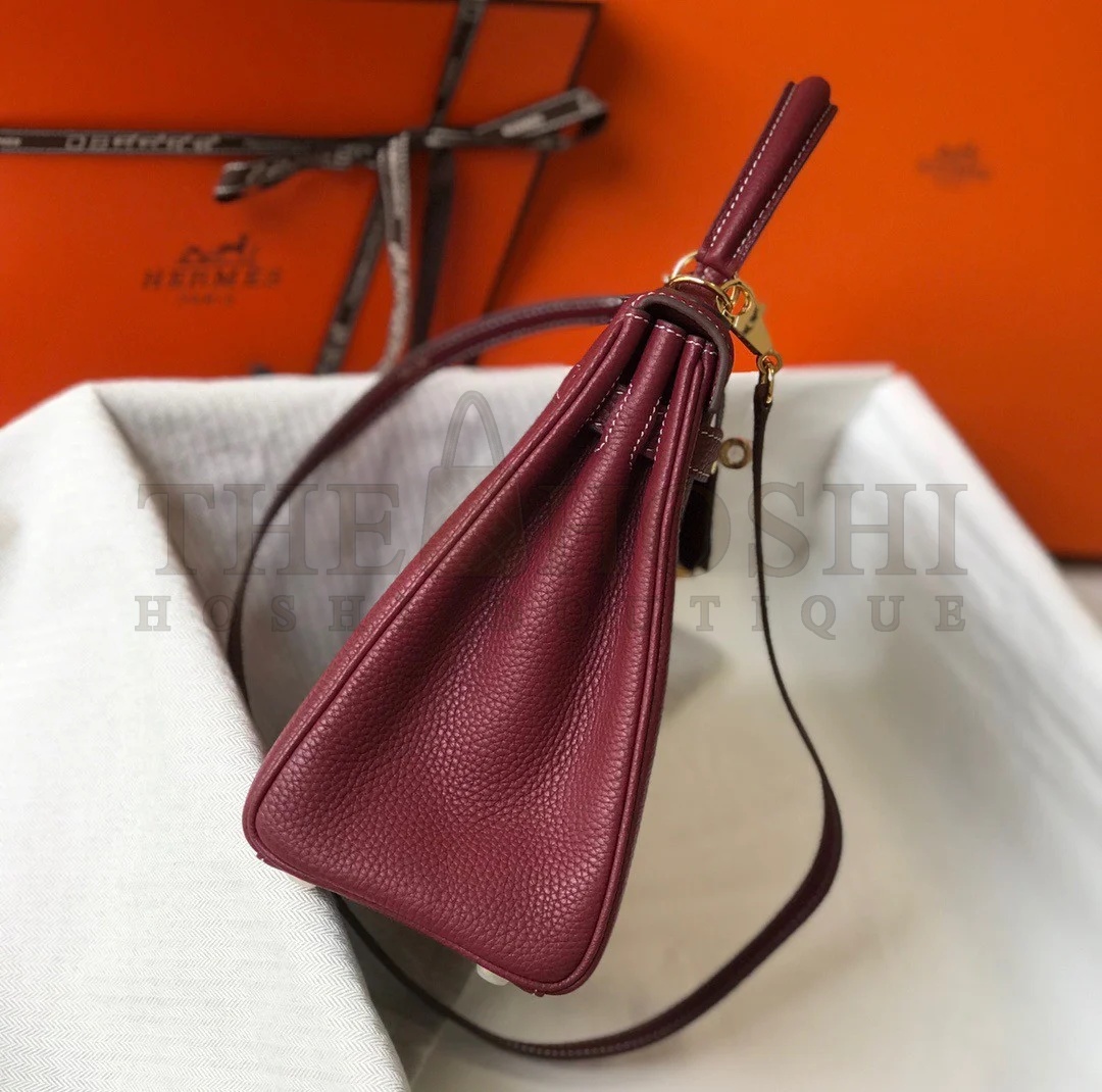 H**me5 Kelly 25cm Retourne Bag in Bordeaux Clemence Leather GHW Master Quality