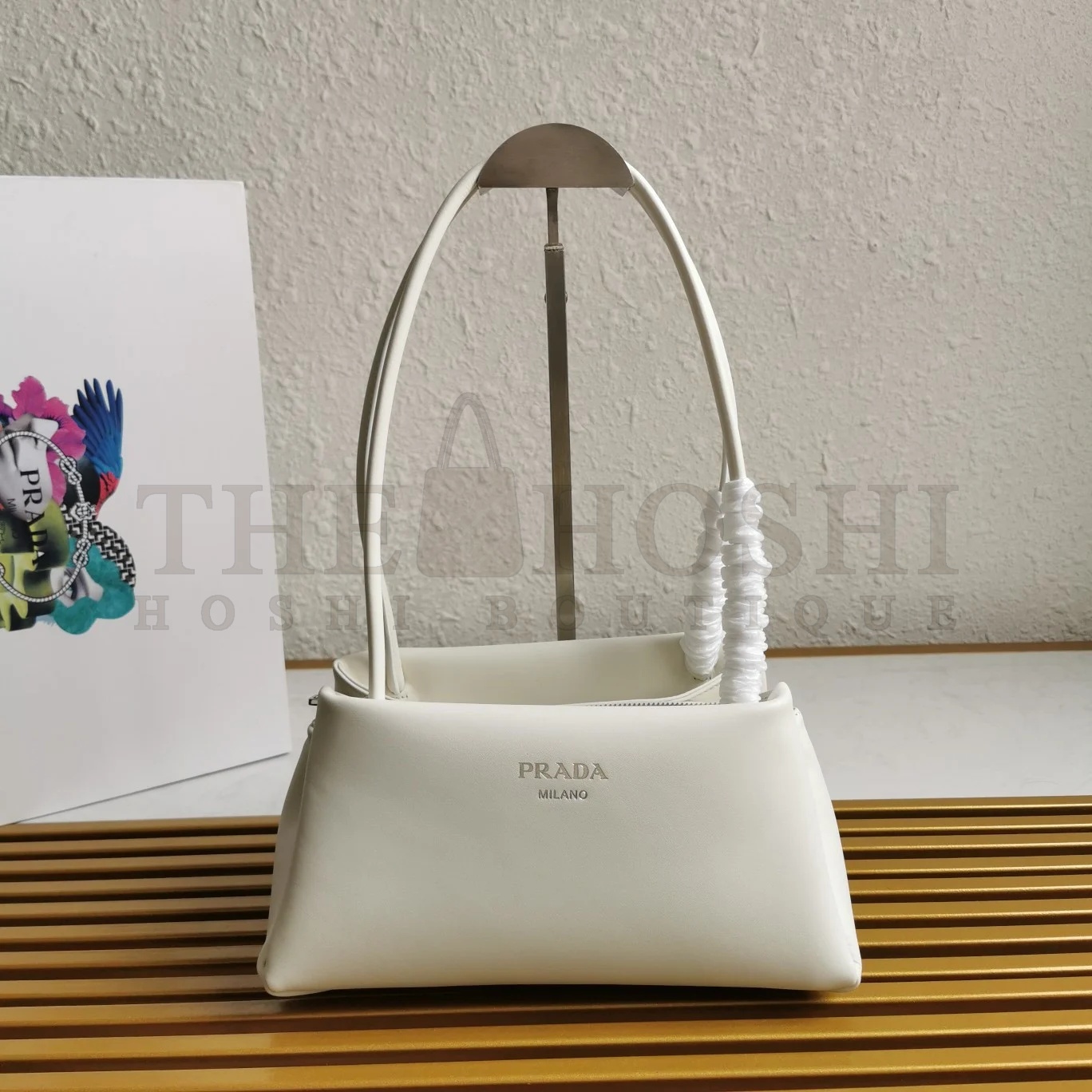 Pra*a S*pernova Small Shoulder Bag In White Calfskin Master Quality