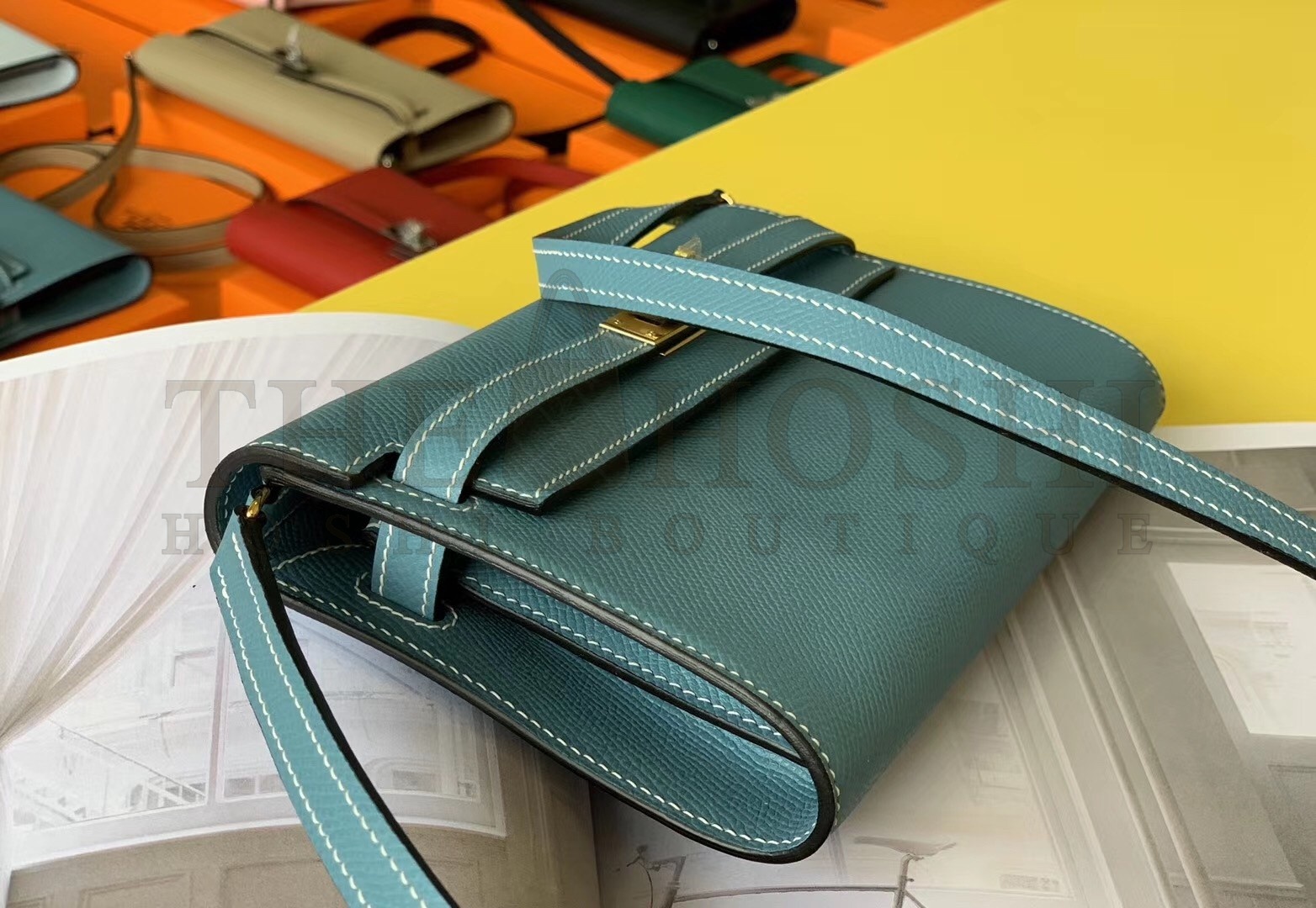 H**me5 Kelly Classique To Go Wallet In Blue Jean Epsom Calfskin Master Quality