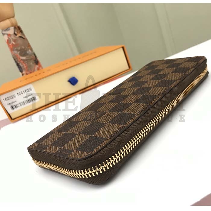 L0vis Vvtt0n LV Unisex Clémence Wallet Brown Pink Damier Ebene Coated Canvas Master Quality