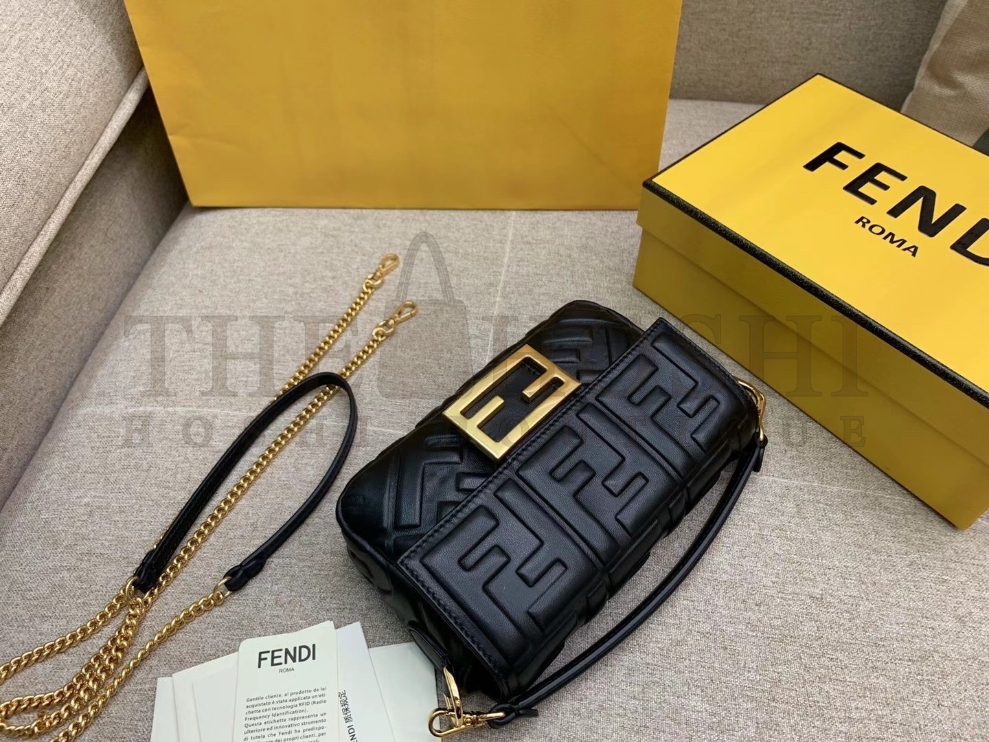 F**di Small Baguette Bag In Black FF Nappa Leather Master Quality
