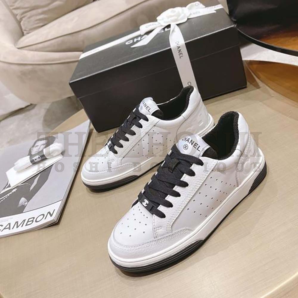 Ch**el Women Calfskin Letter Flat Lace Up Runner Trainer Sneakers Master Quality