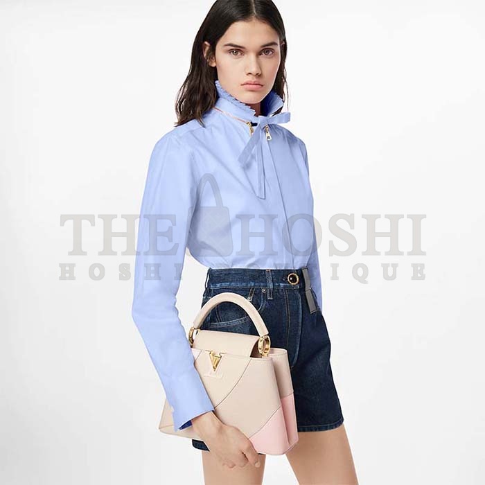 L0vis Vvtt0n LV Women Capucines BB Handbag Beige Taurillon Patent Leather Smooth Calfskin Master Quality