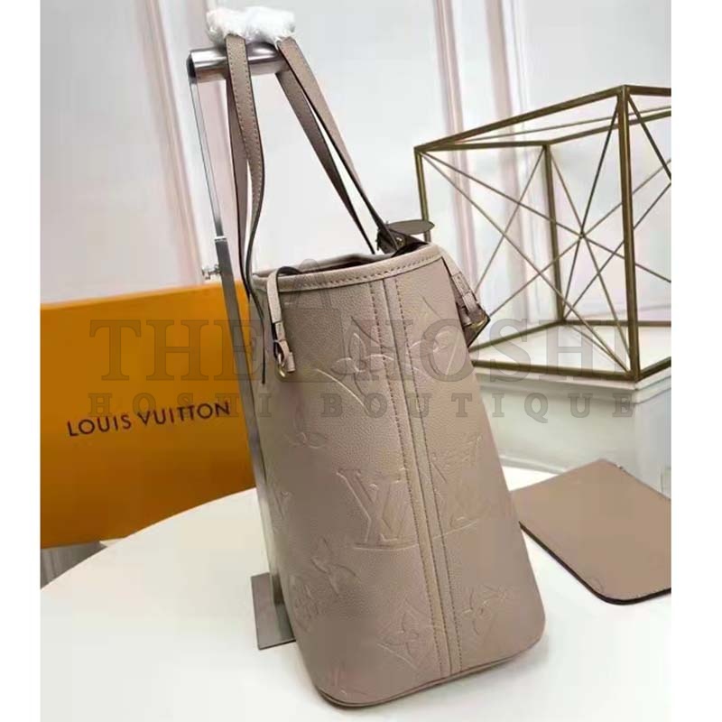 L0vis Vvtt0n LV Women Neverfull MM Tote Beige Embossed Cowhide Leather Master Quality