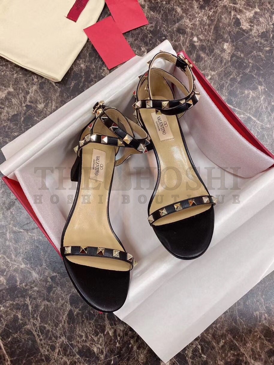 Va1e*ntin0 Rockstud Sandals 60mm In Black Calfskin Master Quality