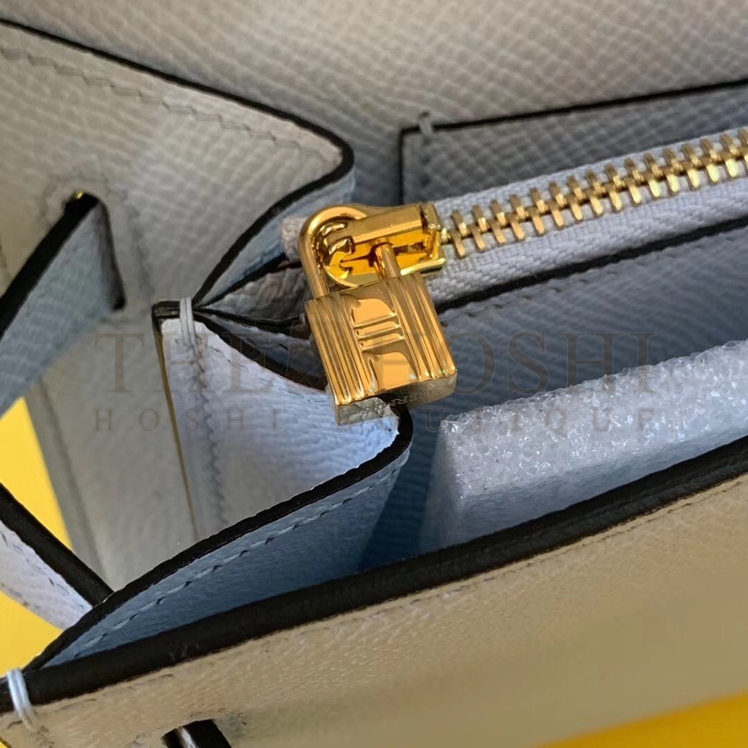 H**me5 Kelly Classique To Go Wallet In Blue Zephyr Epsom Calfskin Master Quality