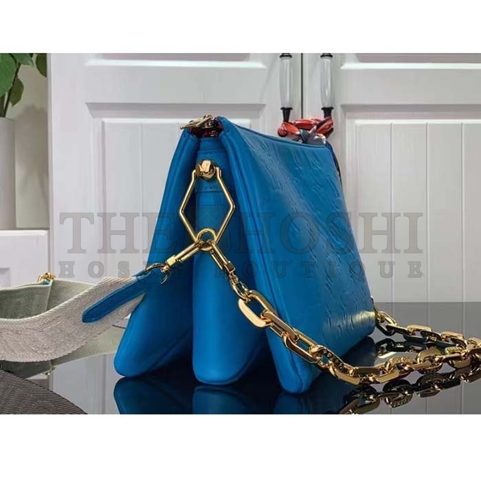 L0vis Vvtt0n LV Women Coussin MM Handbag Blue Lambskin Zip Closure Master Quality