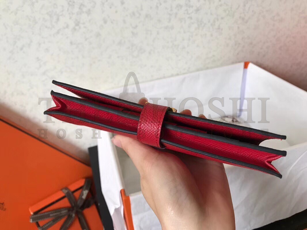 H**me5 Red Epsom Bearn Gusset Wallet Master Quality