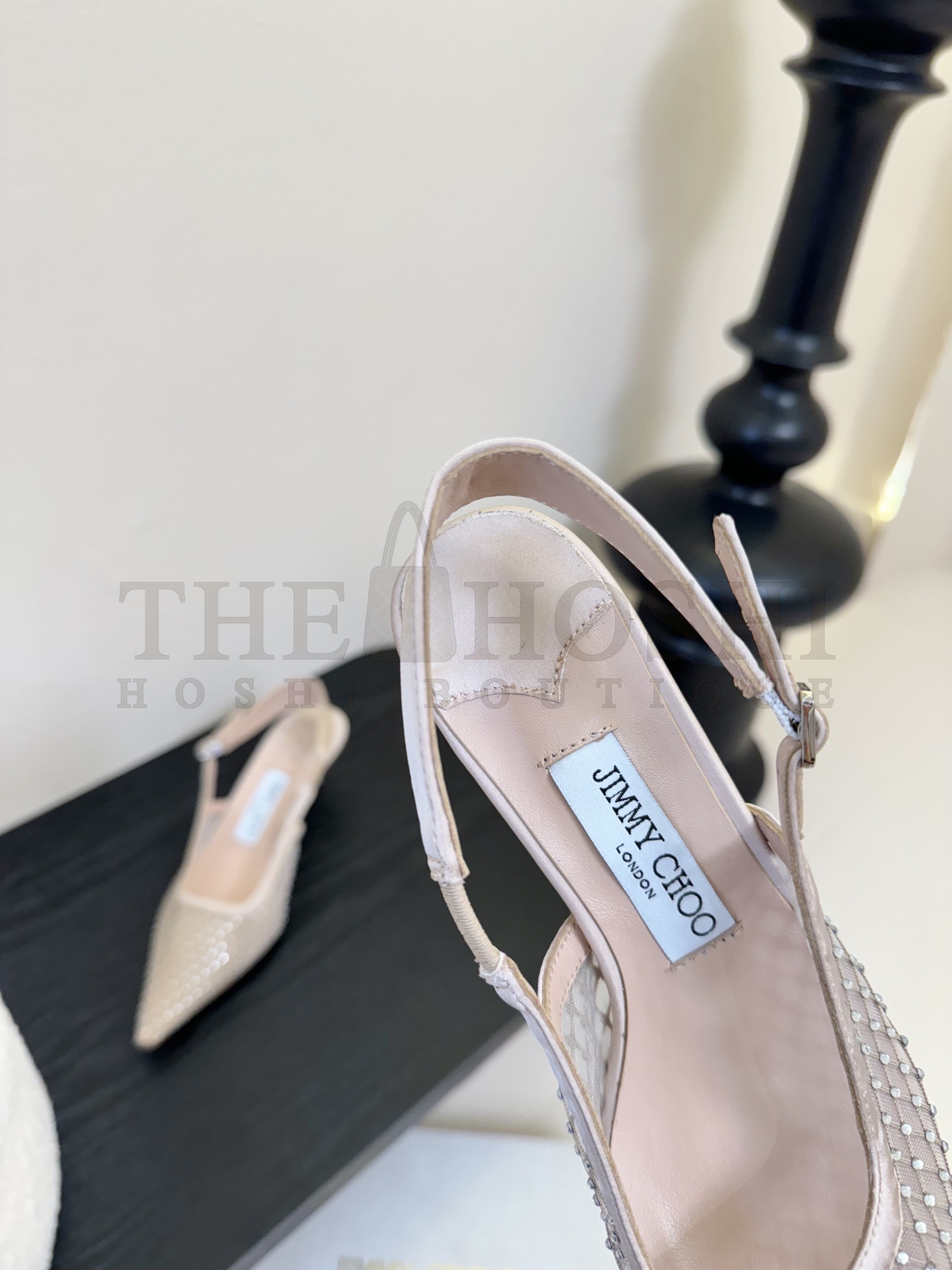 J1m*y Ch00 Jc Crystal Mesh Pointed Slingback Heels Master Quality